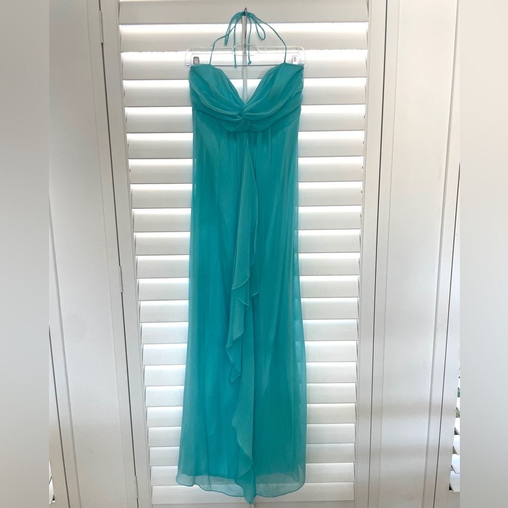 Alvina Valenta Aqua Flowy Bridesmaid Dress